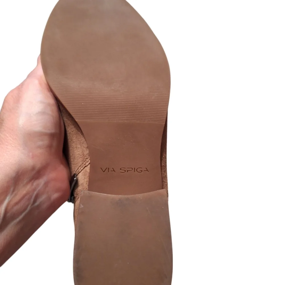 Via Spiga Over The Knee Suede Leather Riding Boots Ladies 6 Beige Swiftie Celeb